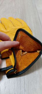 Перчатки кожаные жёлтые с липучкой
