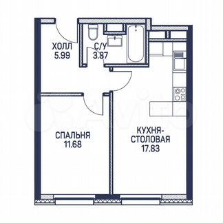 1-к квартира, 39.4 м², 18/22 эт.