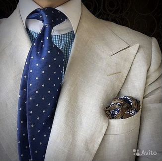 Галстук в горошек новый синий