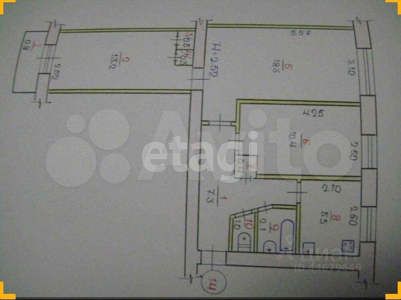 Планировка трехкомнатной брежневки в кирпичном доме