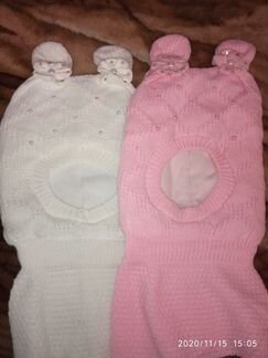 Шлемы вязанные на девочку 5-6 лет