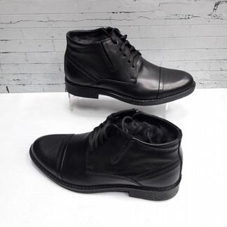 Кожаные мужские ботинки натуральный мех (40-45)