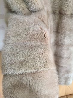 Шуба норковая с капюшоном 44-46 песочного цвета