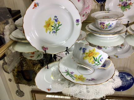 Meissen Мейсон чайная тройка Нарцисс + штатив