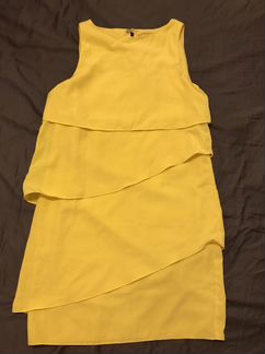 Желтое шифоновое шелковое платье Zara