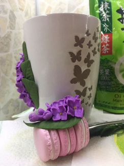 Кружка с декором из полимерной глины