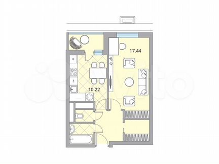 1-к квартира, 41.1 м², 10/24 эт.