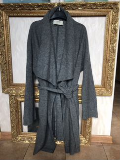 Пальто халат шерсть серое Zara