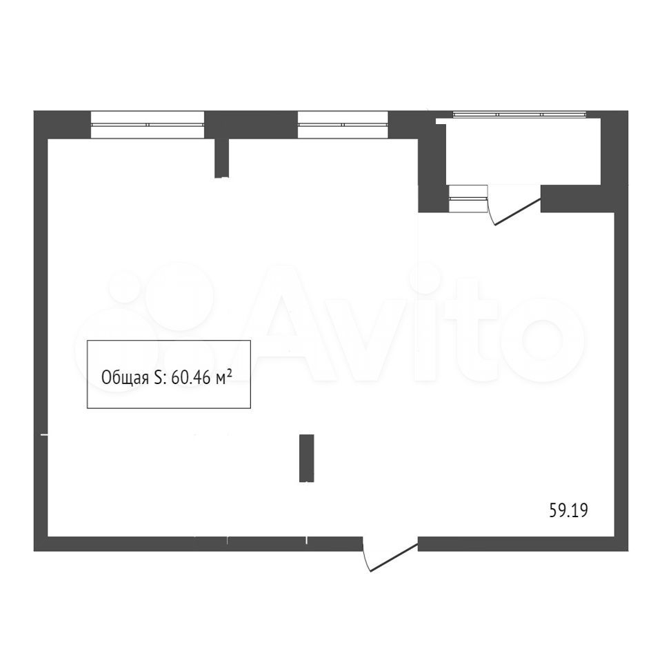 2-к квартира, 60.5 м², 1/12 эт.