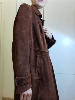 Коричневое женское пальто (винтаж, M-L)
