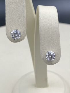 Серьги золотые пусеты с бриллиантами 1.45 карата