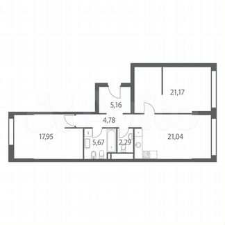 2-к квартира, 78.1 м², 3/51 эт.