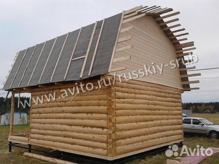 Сруб дома 6х5м + верандой 2х6м + мансарда 6х7м