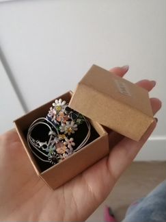 Серебряные Большое кольцо и подвеска