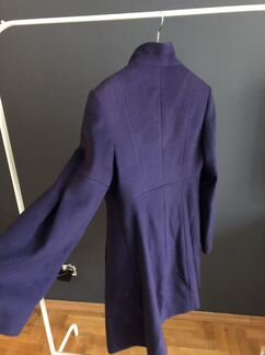Фиолетовое кашемировое пальто с воротником стойка