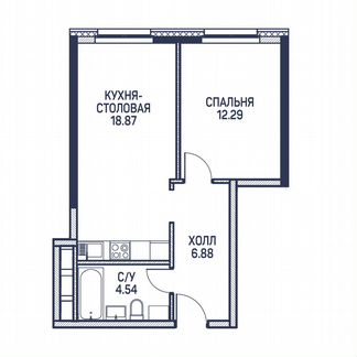 1-к квартира, 42.6 м², 20/22 эт.