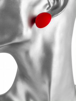 Серьги Красные круги полусферы