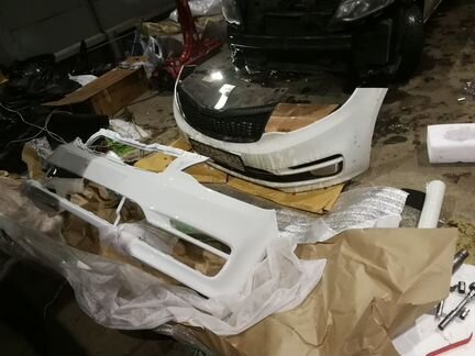 Kia rio бампер передний рестайл белый pgu