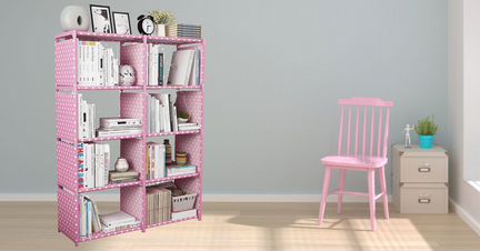 Стеллаж в детскую комнату для игрушек и книг