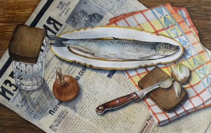 Картина акварелью на холсте