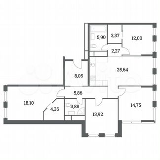 4-к квартира, 120.9 м², 36/41 эт.