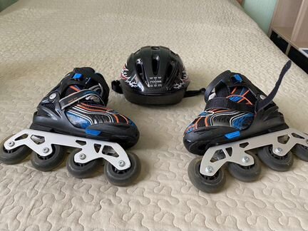 Роликовые коньки раздвижные 31 - 36 р. + шлем