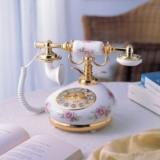 Красивый фарфоровый ретро телефон Чайная Роза