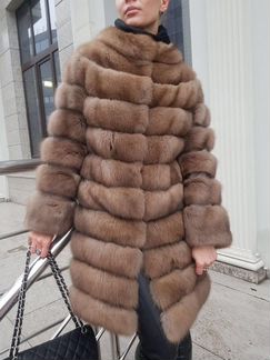 Шуба куница с питоновыми вставками