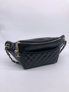 Черная Сумка Поясная Chanel 2.55 на пояс Клатч Шан