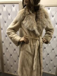 Норковая шуба с воротником из рыси (Размер 44-46)