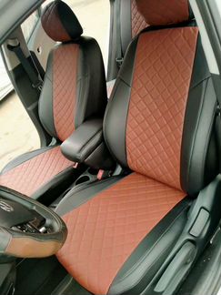 Чехлы Киа Рио 3 седан хетчбек Ромб чёрно шоколад